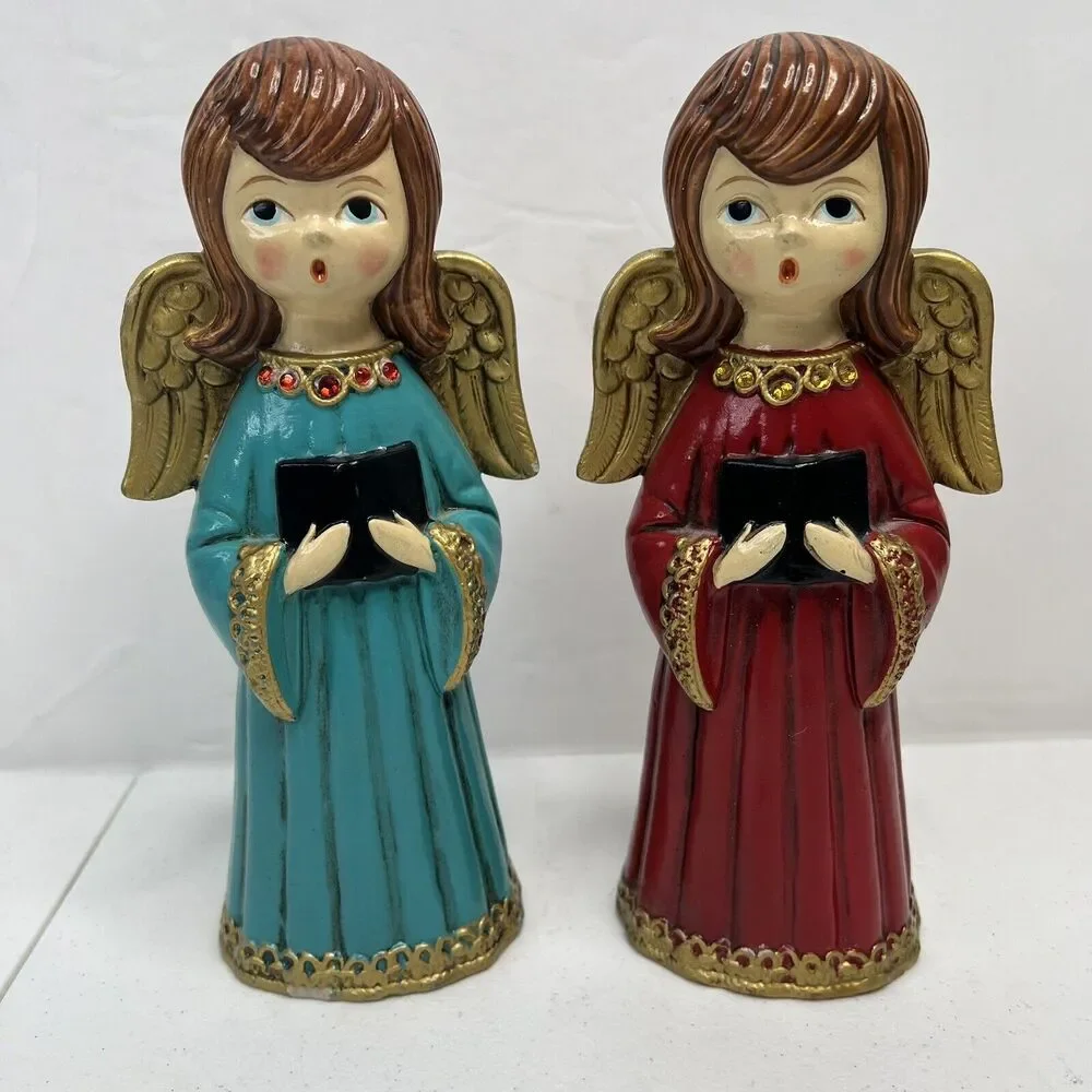 Ardco‎ Christmas Singing Choir Angels Japan Paper Mache Vintage Holiday Lot Of 2